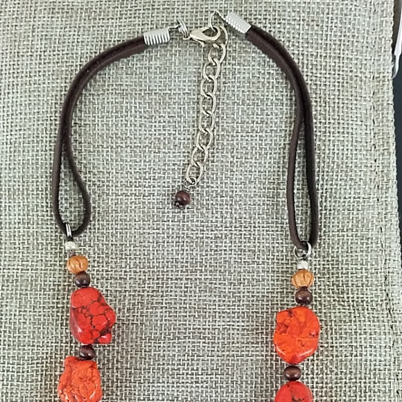 Necklace~~"Fire" Turquoise on the leather cord. - Picture 4 of 4